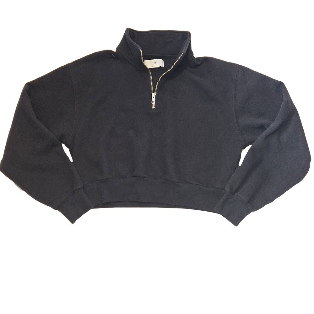 Aritzia TNA Cozy Cropped 1/2 Zip Black M